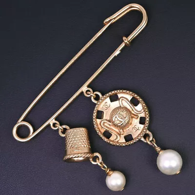 CHANEL COCO Mark Brooch Plated Gold/Fake Pearl 18.4g Women • $547.80