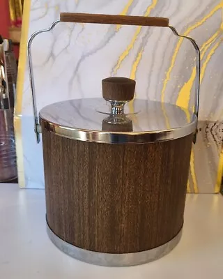 Vintage Mint Kromax Simulated Wood  Chrome Lid/Trim  Ice Bucket MCM Barware USA • $49.99