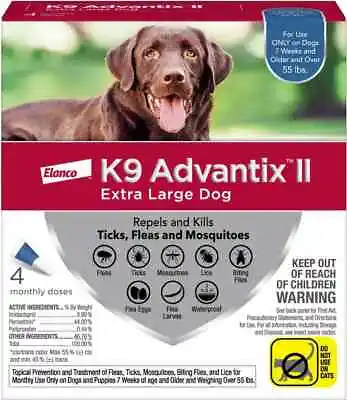 K-9 Advantix II Flea Control (55+ Lbs) 4 Dose/4 Month Supply • $69.99