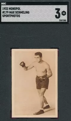 Sgc 3 Vg Max Schmeling 1932 Monopol 179 Sport Photos Graded Vintage Boxing Tphlc • $68.97