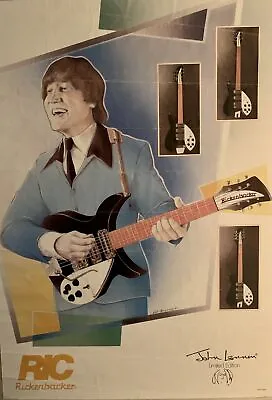 1990 Vintage John Lennon Limited Edition Rickenbacker Guitar Promo Poster • $75
