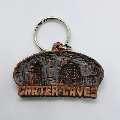 Vtg Carter Caves Faux Wood Resin Souvenir Keychain - Kentucky State Park • $9.99