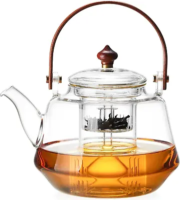 Glass Teapot Stove Top Safe Borosilicate Glass Kettle • £41.79