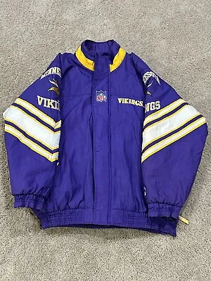 Vintage 90’s Minnesota Vikings Pro Line Starter Full Zip Puffer Jacket Sz Large • $109.99