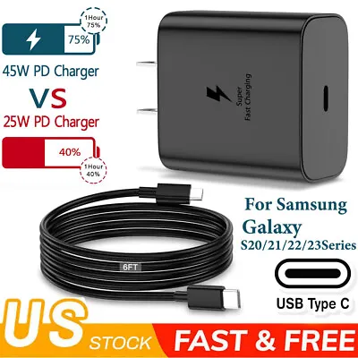 45W Type USB C ⚡Super Fast Wall Charger+6ft Cable For Samsung Galaxy S22 S23 S21 • $2.99