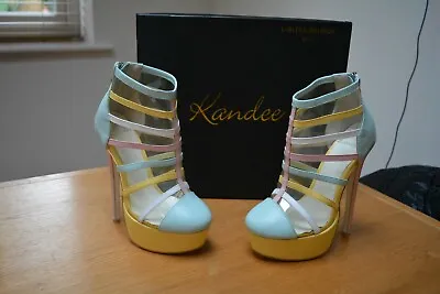 Rare Kandee Limited Edition Multi Coloured Strappy Platform Shoes Size UK 3 BNIB • £39.99