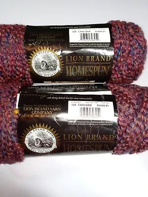 Lion Brand Homespun Yarn-Cascade-Lot Of 2 Skeins Each 185 Yds-Bulky-98% Acrylic • $10.95