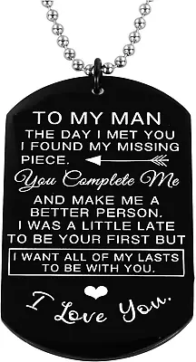 To My Man I Love You Dog Tag Pendant Necklace Couples Lovers Jewelry For Him Boy • $14.27