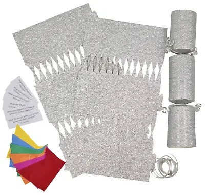 Christmas Cracker Kit 24 Make Your Own  Crackers Hats SILVER GLITTER  • £14.99