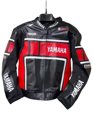 Men's Yamaha Fashion Collection Genuine Racing Leather Motorbike Riding Jacket • $64.99