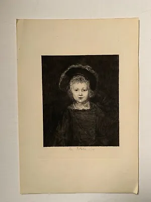 Léon Richeton - Portrait Of A Boy - 1877 Etching • $120
