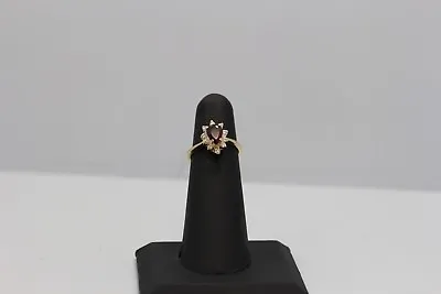 Stunning 14k Yellow Gold Ring W/ Mandarin Garnet & Diamonds • $298.99