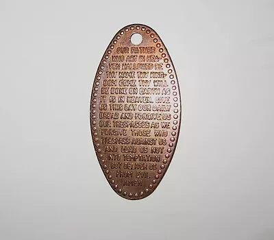 Vintage Lord's Prayer Christian Elongated Pressed Smashed Penny Pendant Charm • $2.45