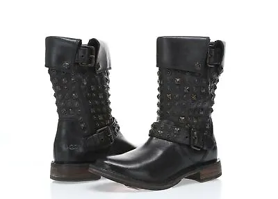 Womens UGG AUSTRALIA Conor Black Studded Leather Mid Calf Boots Sz. 5.5 • $118.15