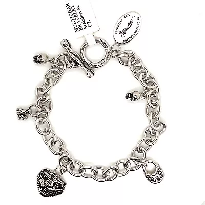 Authentic Ed Hardy Lock-Key-Tiger Head Charm Stainless Steel Bracelet 9” W/ Tag • $79