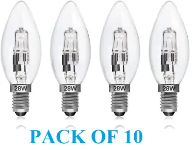 E14 Candle Bulb 28w (=37w) SES Screw Fitting Eco Halogen Dimmable Bulbs 10Pack • £12.75