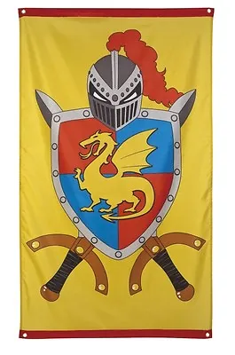 Knights & Dragons Fabric Flag Party / Event Decoration 5ft X 3ft - New & Sealed • £5.50