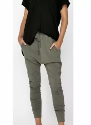 DECJUBA D-Luxe Basics Size S Green Elastic Waist Drop Crotch Jogger Pants • $30