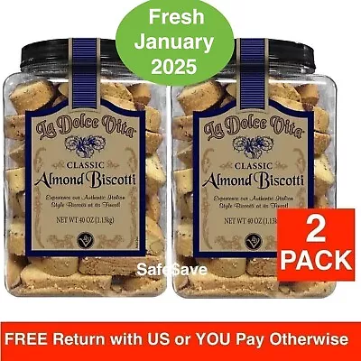2 Packs La Dolce Vita Classic Italian Almond Biscotti 40 Oz Each Pack Freshest  • $41.85