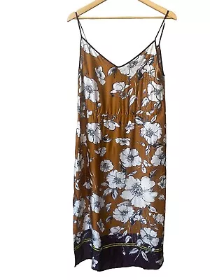 $23 • Buy Zara Home Nightgown Satin Feel Fall Floral Midi Length Loungewear Size Medium