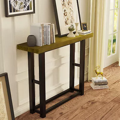 Rustic Farmhouse Pine Wood Sofa Console Table Walnut Finish Entryway Living Room • £59.99