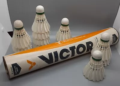 1 Dozen Vintage Victor Shuttlecocks Real Goose Feathers Badminton Tube • $15