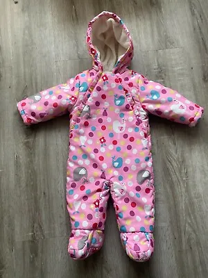 £6.99 • Buy Great Condition 6-9 Months Baby Girls Snowsuit All In One John Lewis Pink Birds