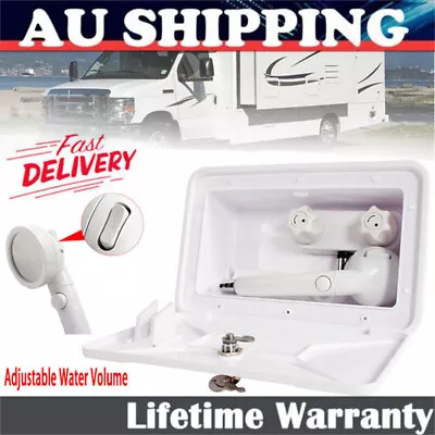 External Caravan RV Shower Box Kit Exterior Faucet Camper Trailer Boat White AU • $77.05