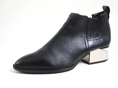 $499.03 • Buy Alexander Wang Kori Ankle Boots Black Leather Gold Heel Women Sz US 6 EU 36