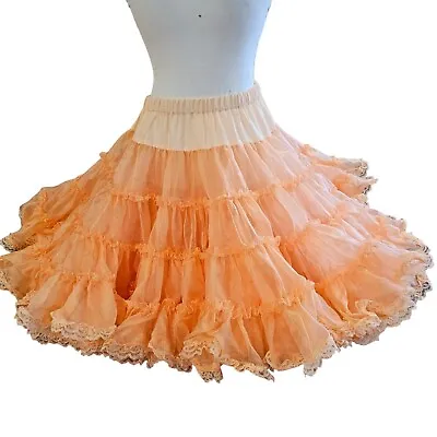 Vintage Petticoat Circle Skirt Slip Square Dance Underskirt Orange Color 80s 90s • $99.99