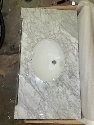 LUSSO Bathroom Countertop Carrara White Marble 100cm • £349