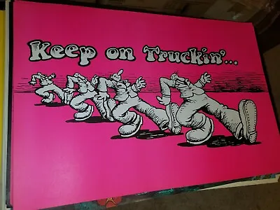 KEEP ON TRUCKIN' VINTAGE 1970's BLACKLIGHT HEADSHOP POSTER -Pink By R CRUMB • $85.37