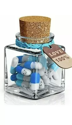 Capsule Letters Message In A Bottle Glass Favor Bottle (Mixed Blue 25pcs) • $7.49