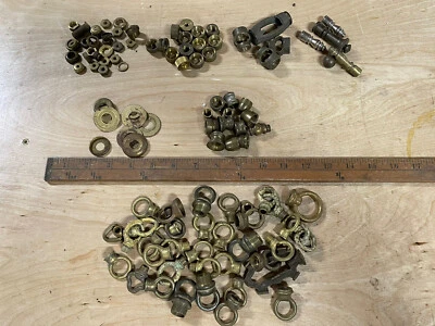 $49 • Buy Lot Of VTG Brass Metal Hanging Loop Holders Chandelier Lamp Parts Finial