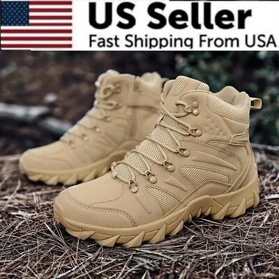 Men's Military Tactical Boots Wear Resistant Combat Boots Outdoor Hiking • $37.97