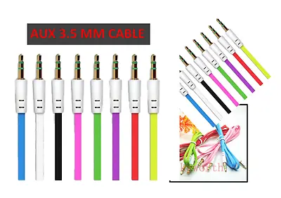  3.5mm Jack To Jack Aux Cable (FLAT) For IPhone MP4MP3SpeakersiPad & Car • £2.99