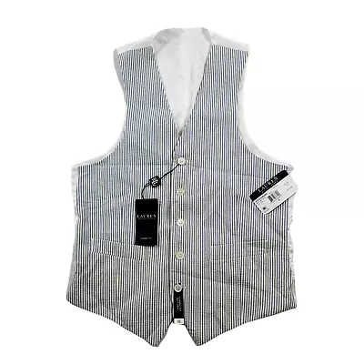 Lauren Ralph Lauren Blue Seersucker Vest Men Small UltraFlex Classic Cotton $125 • $32.95