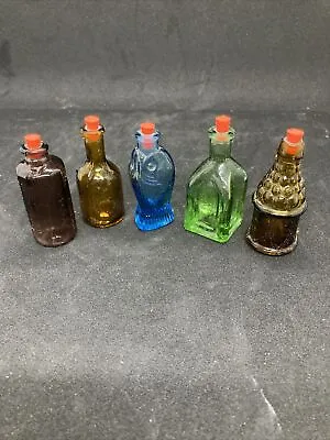 Lot Of 5 Wheaton Colored Glass Miniature Bottles • $35