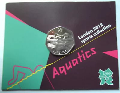 Royal Mint Carded Olympic 50 Pence Swimme Sports Collection London 2012. • £5