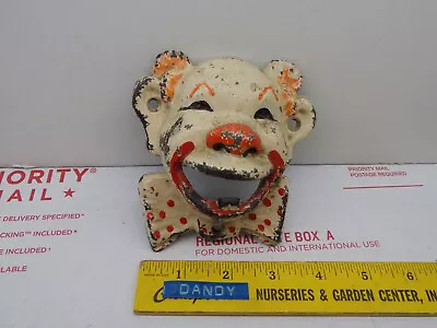 VTG  CAST IRON CLOWN FACE Beer Soda BOTTLE OPENER Polka Dots ORANGE HAIR • $22