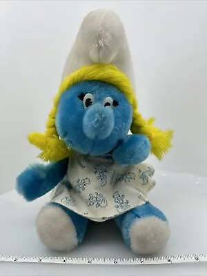 Vintage 1981 Smurfette 10  Peyo Stuffed Smurf Wallace Berrie Plush Doll • $19