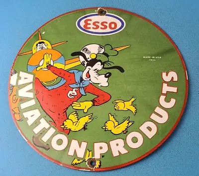 Vintage Esso Gasoline Porcelain Service Station Aviation Product Pump Plate Sign • $143.47