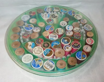 Vintage Round Spool Thread Holder ~ Green & Clear Plastic ~ Sewing Organizer 54 • $24