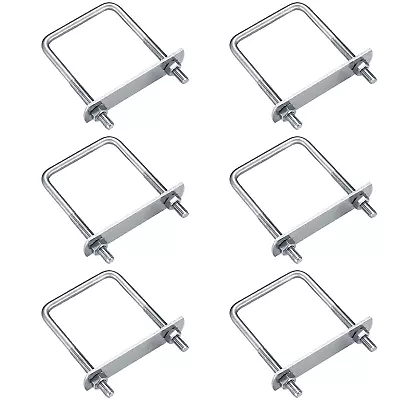 6 Pack Square U-Bolts Stainless Steel U-Bolts With Frame Plates And Nuts 2 /50 • $20.49