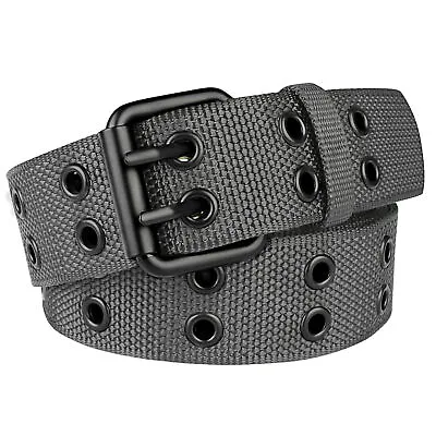 Men Double Prong Belt Holes Silver Rivet Nylon Big And Tall Plus Size To 71inch • $9.90