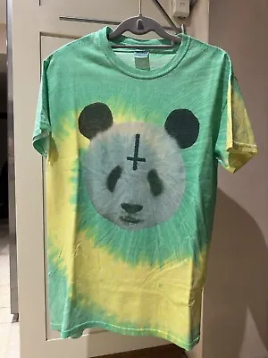 Panda Green Tie Dye Evil Inverted Cross Devil Shirt Small • £16.95