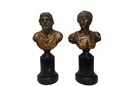 Unusual Pair Of Small Antique Classical Display Busts With Stands  ATTIC FINDS • £26