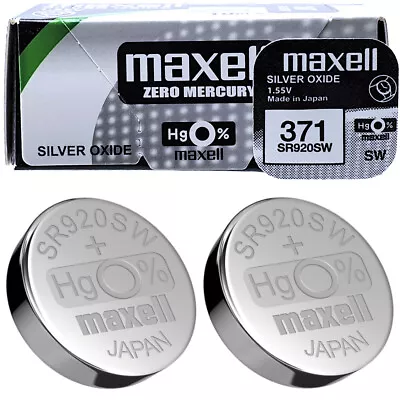 Maxell 371 SR920SW Watch Battery SR69 D371 V371 1.5V Silver Oxide Pack Of 2 • £2.99