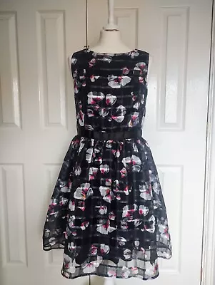 New Women's 1950s Style Floral Netted Dress - Size 10 • £8