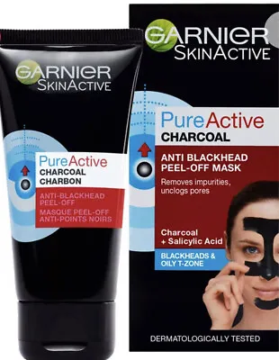 Garnier Pure Active Anti Blackhead Charcoal Salicylic Acid Peel Off Face Mask • £9.99